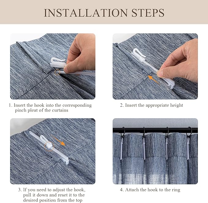 MYSKY HOME Blue Curtains 96 Inches Long for Sliding Door, Semi Sheer Soft Cotton Window Panels Set for Living Room Pinch Pleated Drapes Country Curtains Back Tab, 40W x 96L, Dusty Blue, Set of 2