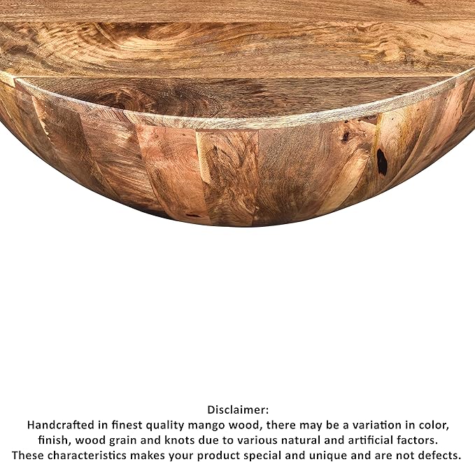 TUP THE URBAN PORT Arthur Mango Wood 35.5 Inch Coffee Table in Round Shape, Dark Brown