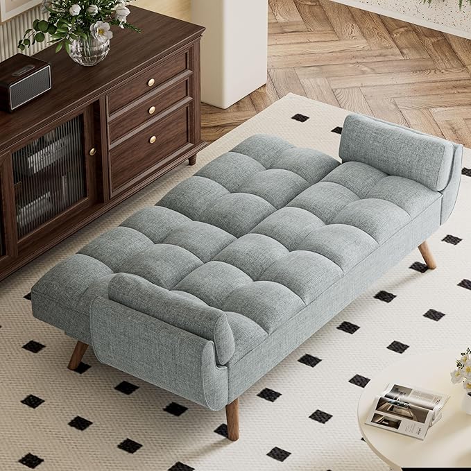 Futon Couch for Small Spaces & Apartment, 2-in-1Modern Comfy Loveseat Convertible Sofa Bed, 75.4-Inch Compact Design for Living Room, Dorms, and Studios-Grey
