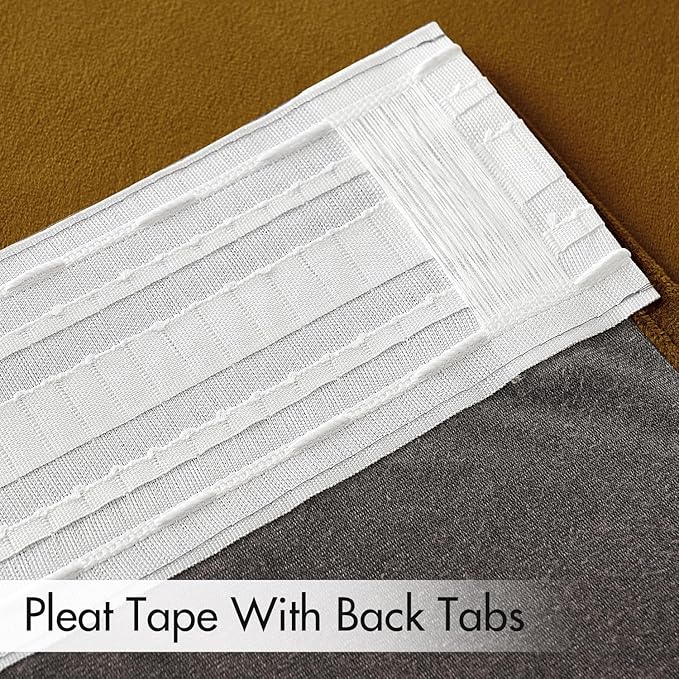 MIULEE Gold Velvet Curtains 108 inches 2 Panels - Luxury Room Darkening Window Drapes for Bedroom Living Room Thermal Insulated Super Soft Blackout Extra Long, Back Tab Rod Pocket Pinch Pleated