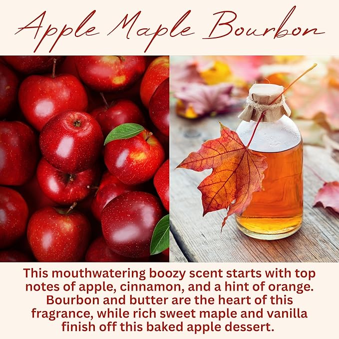 Apple Maple Bourbon Scented Candle, Many Scents to Choose from, All Natural Non-Toxic Soy Wax, Handmade in The USA (Apple Maple Bourbon)