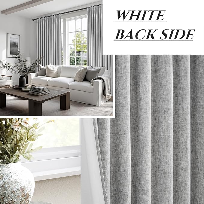 Light Grey Blackout Curtains 70 Inches Extra Wide Pinch Pleated for Sliding Glass Door 2 Panels Set,Viral 96 Inch Long Curtain for Bedroom Thermal Large Window Heavy Drapes (W70xL96x 2 Panels Gray)