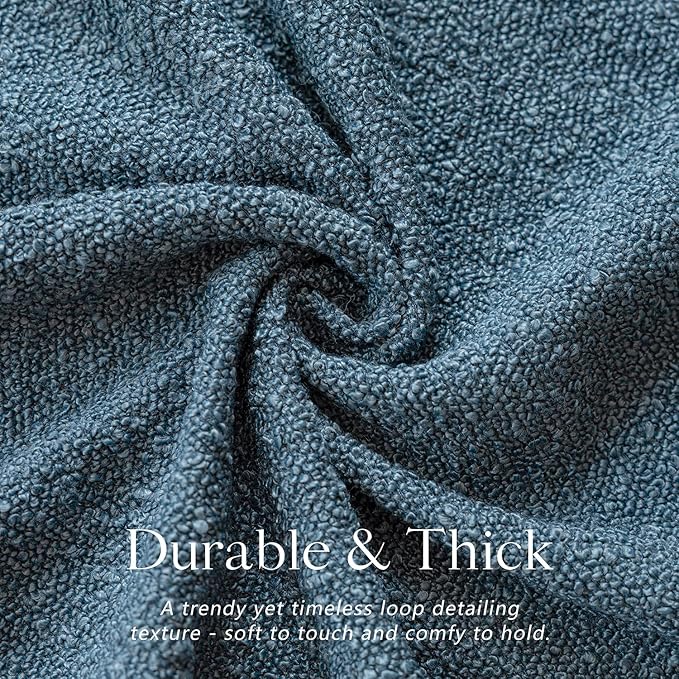 Foindtower Pack of 2 Modern Textured Boucle Throw Pillow Covers Accent Solid Decorative Pillow Cases Cozy Woven Couch Cushion Case for Chair Sofa Bedroom Living Room Home Decor, 20 x 20 Inch,Blue