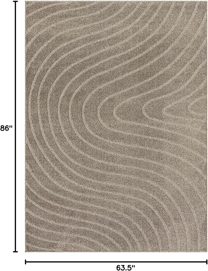 LUXE WEAVERS Modern Geometric Wave Taupe 5x7 Area Rug