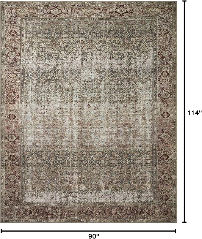 Loloi Amber Lewis Georgie Collection GER-07 Moss/Salmon 7'-6" x 9'-6", .19" Pile Height, Area Rug