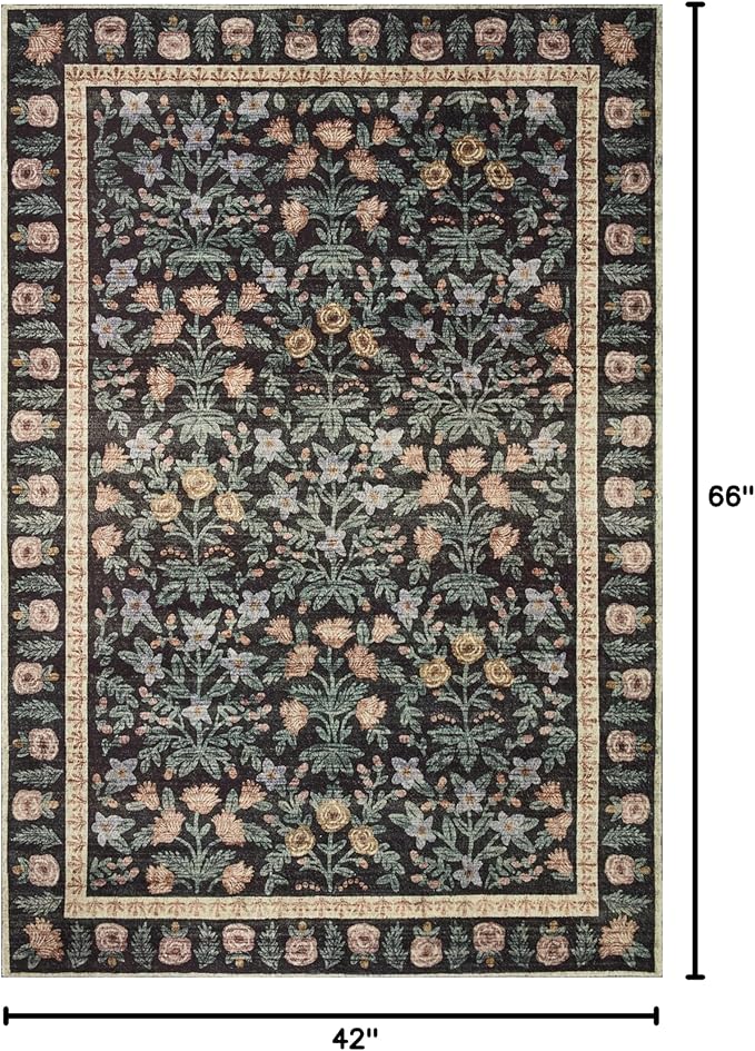 Loloi Rifle Paper Co. Eden Collection EDE-02 Mughal Garden Black 3'-6" x 5'-6" Accent Rug