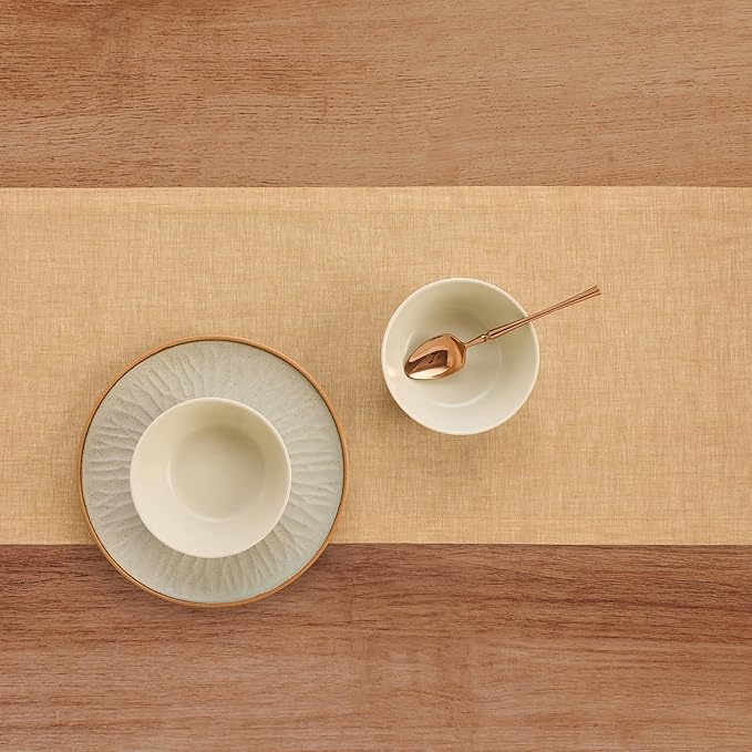 Solino Home Linen Table Runner 108 Inches Long - Athena, 100% Pure Linen Golden Nugget Dining Table Runner 14 x 108 Inch for Fall, Autumn, Thanksgiving