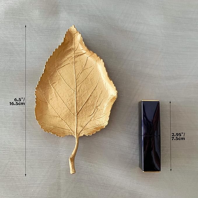 Jewelry Dish, Metal Trinket Dish Leaf Shaped Ring Holder Jewelry Organizer Vanity Dish Tray for Dresser Christmas Birthday Wedding Gifts (Single Mulberry Leaf)