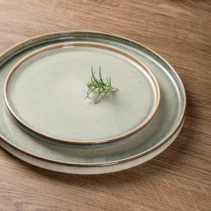 AmorArc Ceramic Dinnerware Sets, Handmade Reactive Glaze Stoneware Plates and Bowls Sets,Highly Chip and Crack Resistant | Dishwasher & Microwave Safe Dishes Set, Service for 8 (24pc)