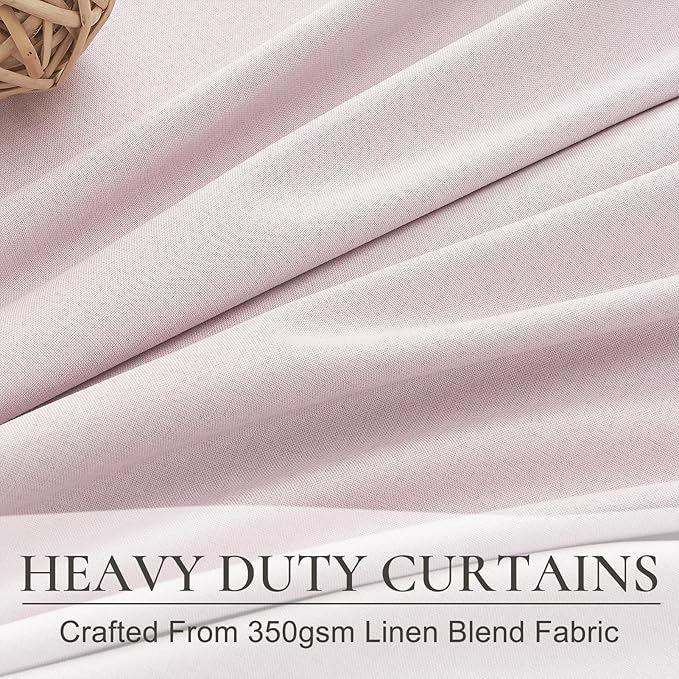 Light Pink Pinch Pleated Window Curtain Panels with Full Blackout Back 84 Inches Long, Insulated Linen Textured Drapes for Bedroom Summer Heat Modern Window Treatment for Girls Room 40" Wx84 Lx2Panels