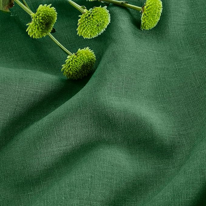 Solino Home Linen Tablecloth for Rectangle Tables 60 x 90 Inch - 100% Pure Linen Pine Green Table Cloth - Fete, Machine Washable Cloth Tablecloth for Fall, Autumn, Thanksgiving, Christmas
