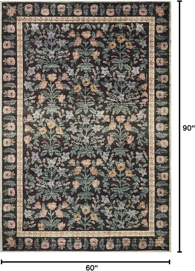 Loloi Rifle Paper Co. Eden Collection EDE-02 Mughal Garden Black 5'-0" x 7'-6" Area Rug