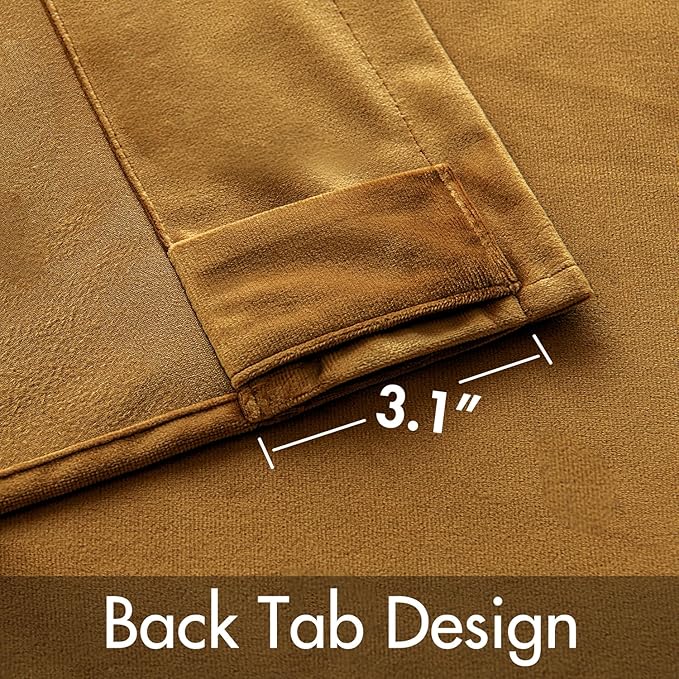 MIULEE Velvet Curtains 66 Inch Wide - Extra Wide Luxury Room Darkening Curtains for Sliding Door Bedroom Living Room Thermal Insulated Soft Window Drapes Back Tab, Gold, W 66 x L 84 inch 2 Panels