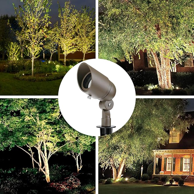 4W LED Landscape Lighting Landscape Lights Spotlights GL103-BZLED8 AC/DC 12V Low Voltage Warm White Waterproof for Driveway,Yard, Lawn,Patio,Walls,Trees,Flags,Outdoor Light (Bronze, 8 Pack)