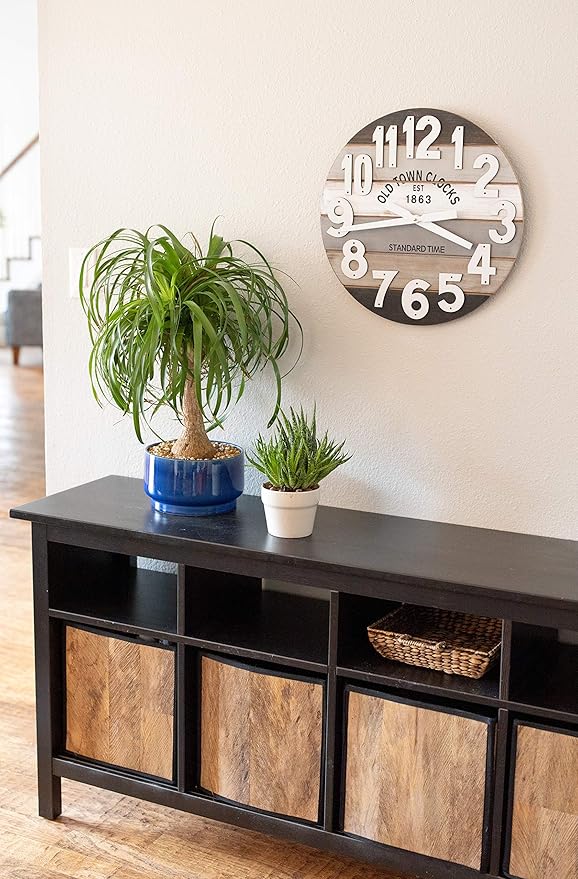 18" Wooden Multi-Color Maritime Coastal Beach Large Number Wall Clock (Gray, 18 inch)