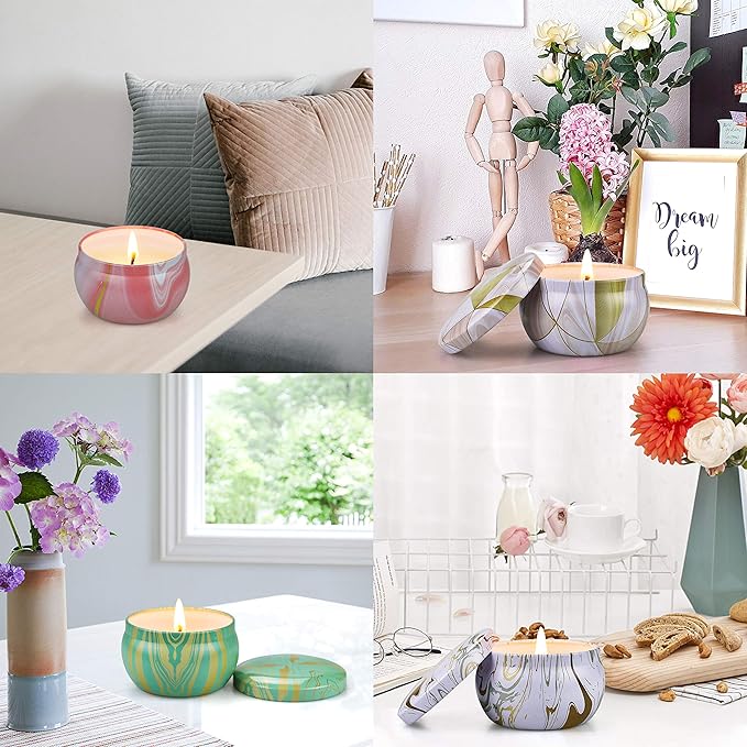 6 Pack Scented Candles Gifts Set, Aromatherapy Candles for Home Scented, Natural Soy Candles Gifts for Women, 120H Burning Time, Portable Small Jar Candle Set for Travel,Yoga, Bath, Spa