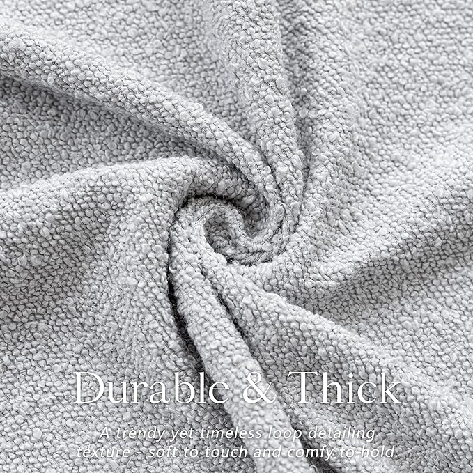 Foindtower Pack of 2, Decorative Textured Boucle Throw Pillow Covers Accent Solid Pillow Cases Cozy Soft Couch Cushion Case for Chair Sofa Bedroom Living Room Home Decor 22 x 22 Inch Light Grey