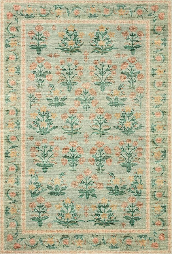 Loloi Rifle Paper Co. Eden Collection EDE-01 Mughal Rose Moss 2'-0" x 5'-0" Accent Rug
