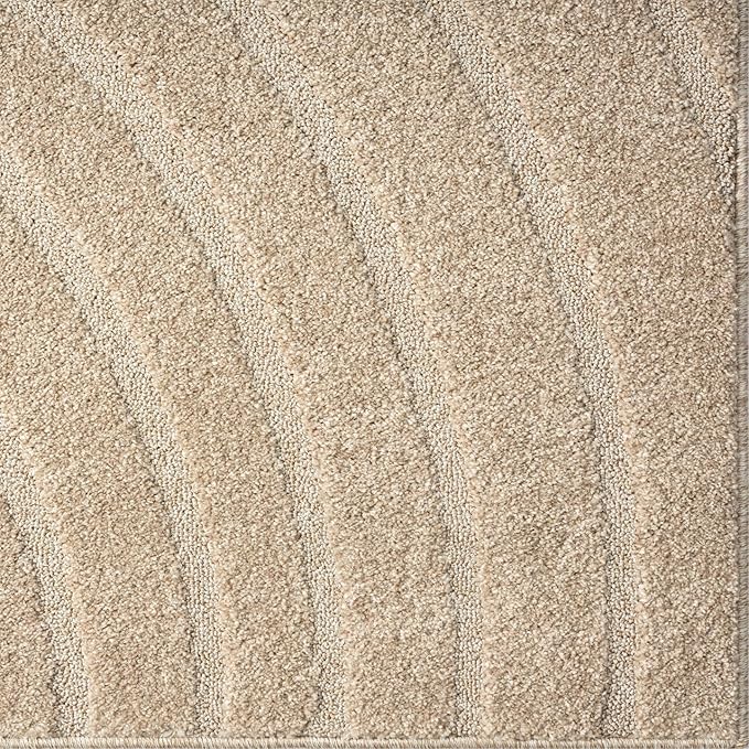 LUXE WEAVERS Modern Geometric Wave Beige 2x8 Area Rug