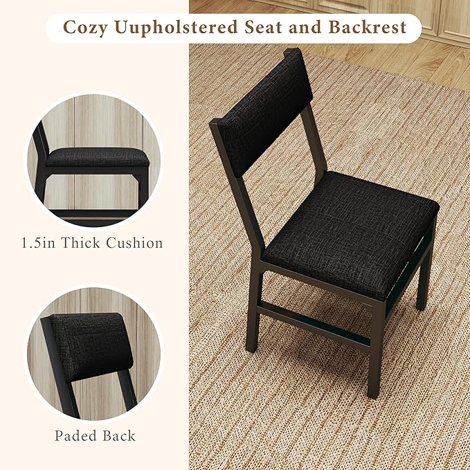 7-Piece Dining Table Set for 4-6, Extendable Kitchen Table Cushion Chairs Set of 6 with 6 Chairs, Rectangle Dining Table with Metal Frame & MDF Board, Folding for Small Apartment Saving Space, Rustic