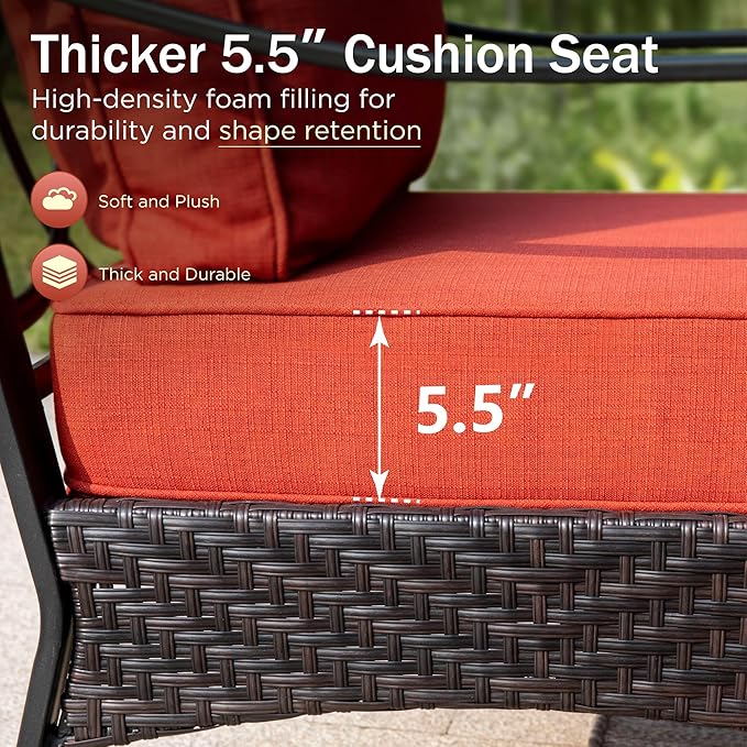 Rocking Patio Sofa Chairs - 2 PCS Outdoor Rocking Armchairs, Patio Seating with High Back Deep Seat for Porch Deck Balcony