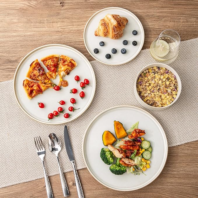 AmorArc Ceramic Dinnerware Sets, Handmade Reactive Glaze Stoneware Plates and Bowls Sets,Highly Chip and Crack Resistant | Dishwasher & Microwave Safe Dishes Set, Service for 4 (12pc)