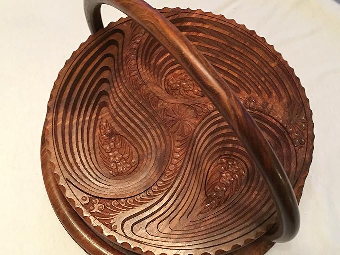 Unique Thanksgiving Day Gift Wooden Collapsible Fruit Basket His/Her Gift Love Elegant Foldable Fruit Basket Leaf Wooden Hand Crafted - Diameter 12"