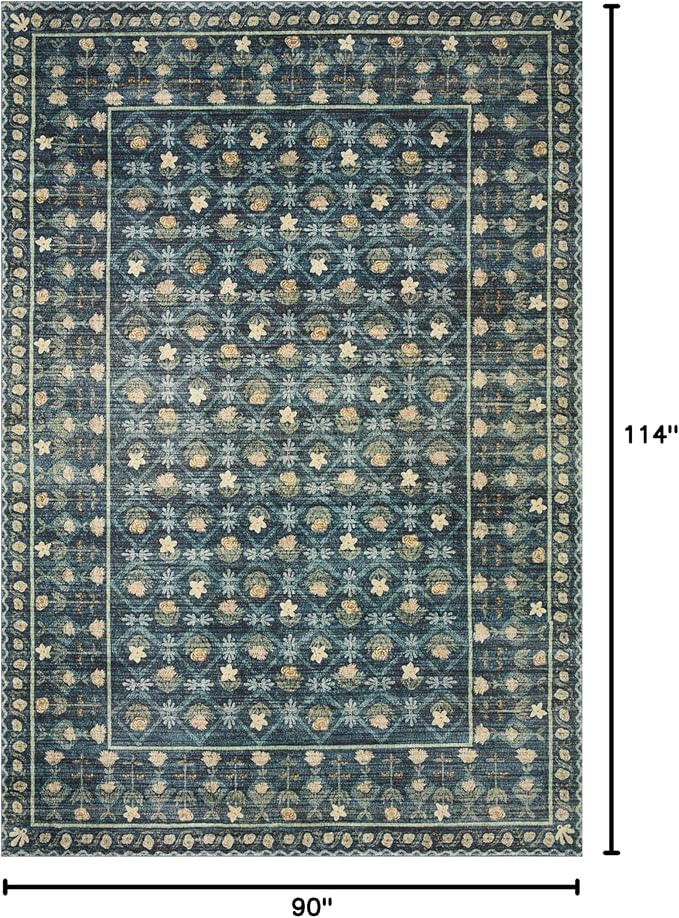 Loloi Rifle Paper Co. Eden Collection EDE-03 Lattice Indigo 7'-6" x 9'-6" Area Rug