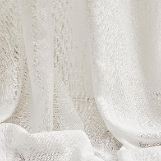 MYSKY HOME Curtains 63 Inch Length 2 Panels, Boho Curtains Sheer Light Soften for Bedroom Kitchen Farmhouse Style Country Rustic Drapes Window Treatment Set, 50" x 63", Natural