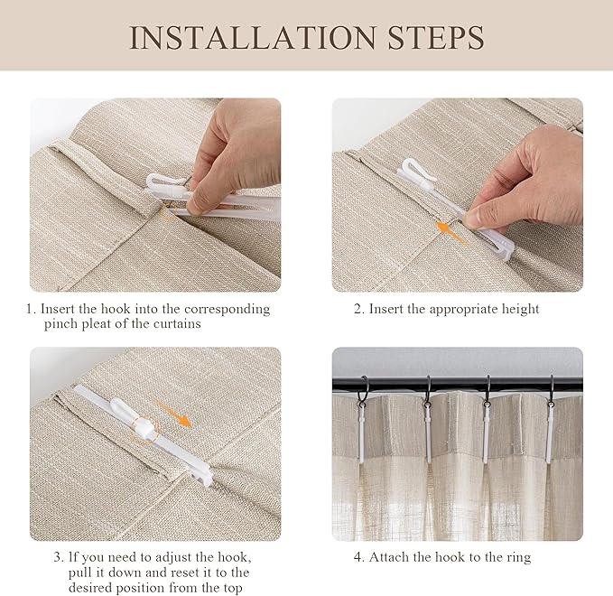 MYSKY HOME Curtains for Living Room Windows, Semi Sheer Curtains 96 Inch Length for Bedroom Pinch Pleated Boho Linen Look Textured Fabric Soft Touch Light Filtering, 40" x 96", Taupe, 2 Panels