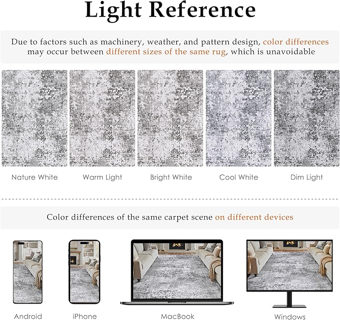 Washable Gray Area Rug 6x9 Modern Abstract Living Room Large Carpet Bedroom Grey Neutral Soft Throw Rug Low Pile Non Slip Indoor Contemporary Floor Cover for Dining Room Office