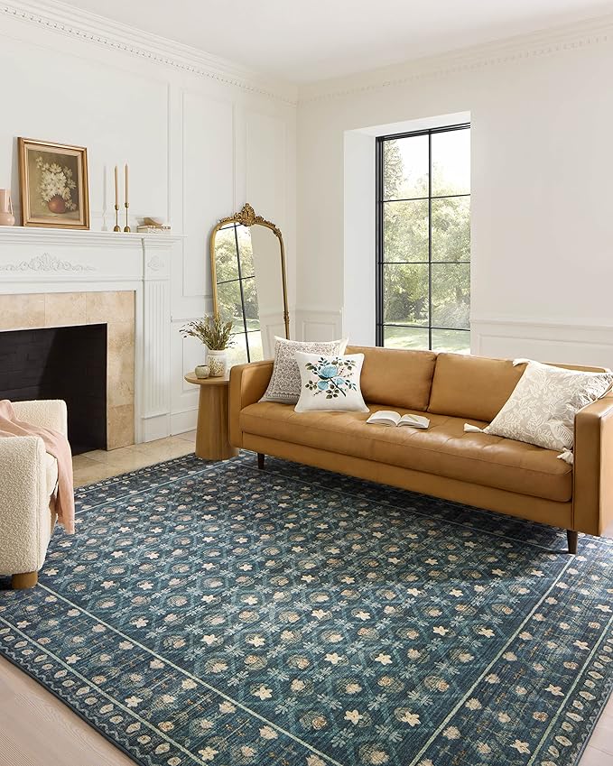 Loloi Rifle Paper Co. Eden Collection EDE-03 Lattice Indigo 8'-6" x 11'-6" Area Rug