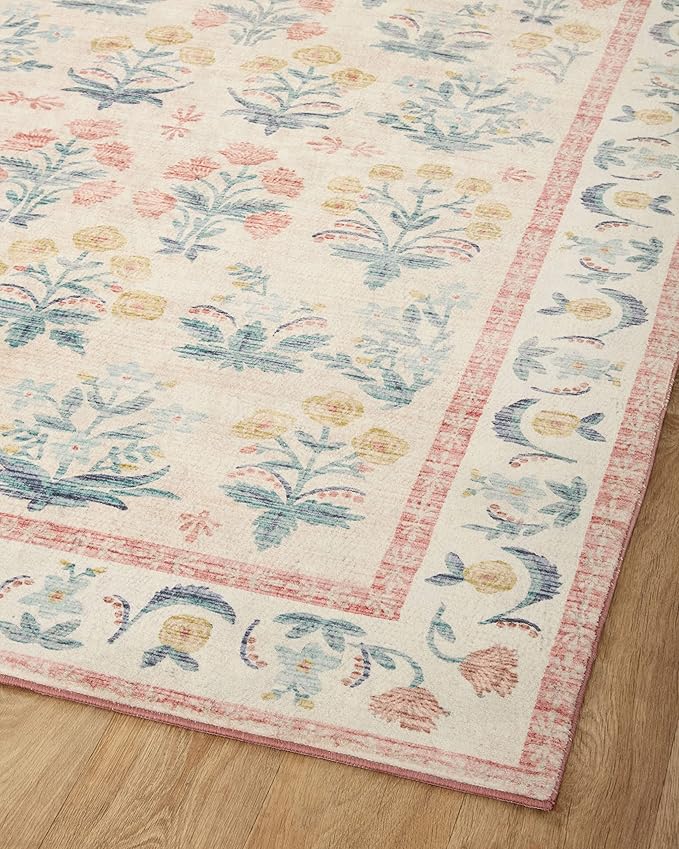 Loloi Rifle Paper Co. Eden Collection EDE-01 Mughal Rose Blush 8'-6" x 11'-6" Area Rug
