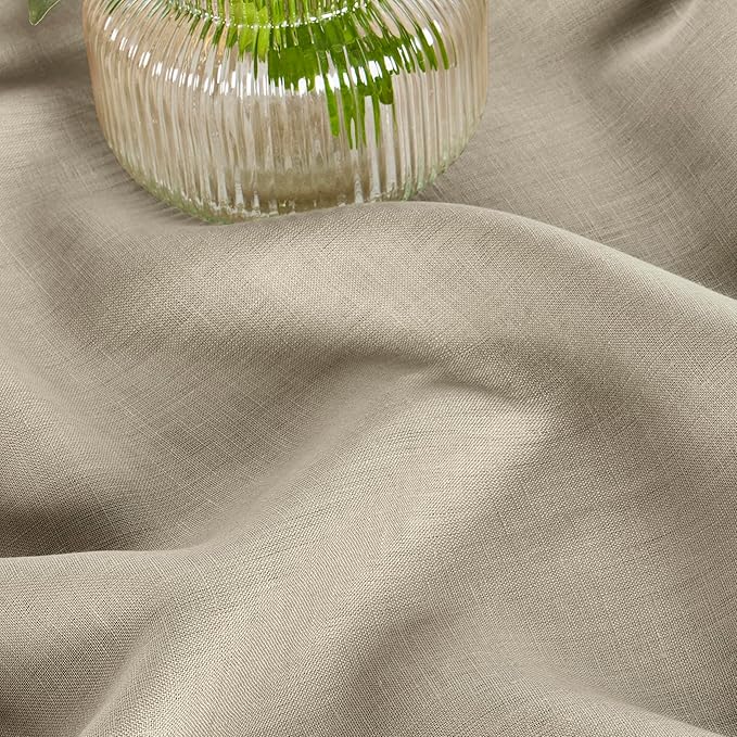 Solino Home Linen Tablecloth 60 x 120 Inch - 100% Pure Linen Vintage Khaki Table Cloth for Rectangle Tables - Fete, Machine Washable Tablecloth for Fall, Autumn, Thanksgiving