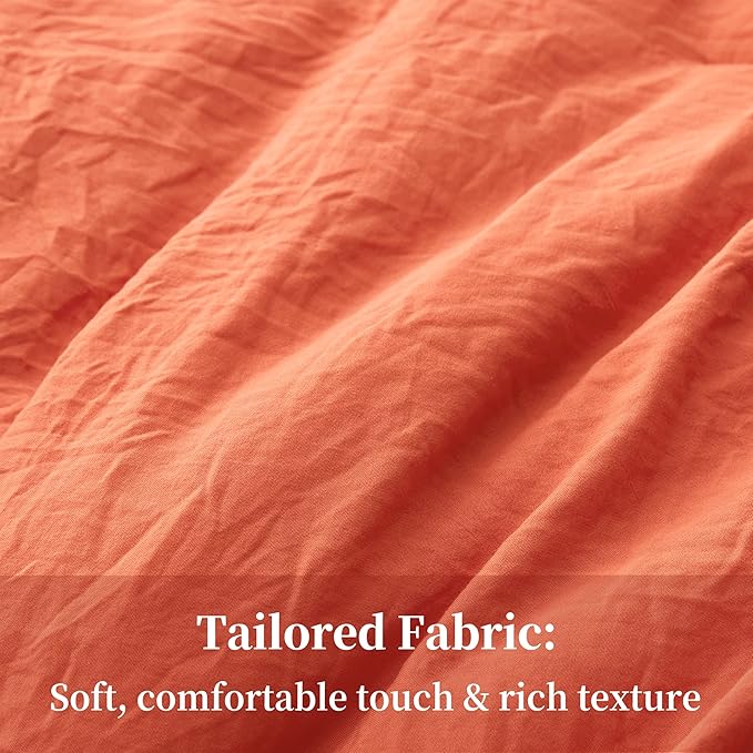 Bonlino Bedding Comforter Set King - 3 Pieces Farmhouse Comforter Ruffle Boho Bed Comforter, Fluffy Soft Lightweight Bedding Chic Rustic Country Style for Home Bedroom Dorm (King, Orange)