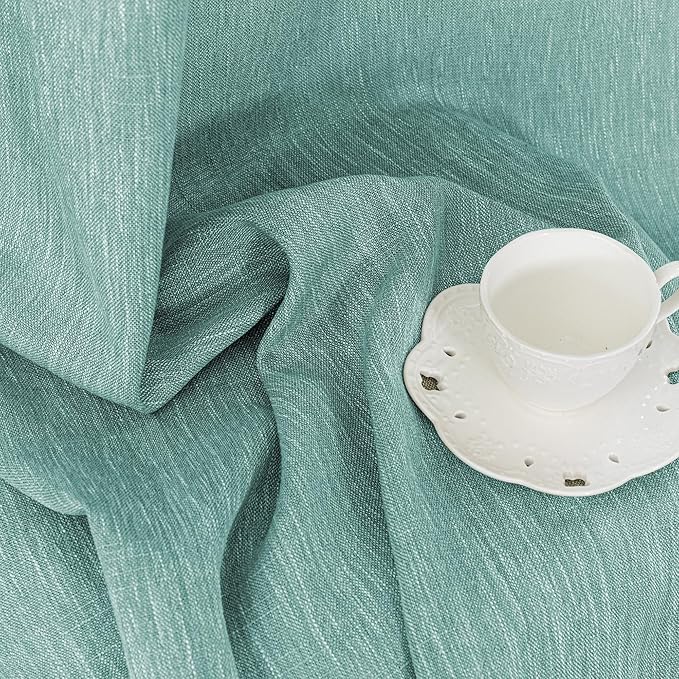 MYSKY HOME Boho Curtains for Living Room, Light Filtering Curtains & Drapes 84 inches Length 2 Panels Set Semi Sheer Country Style Back Tab Curtains for Sliding Glass Door, 50" Wide, Turquoise