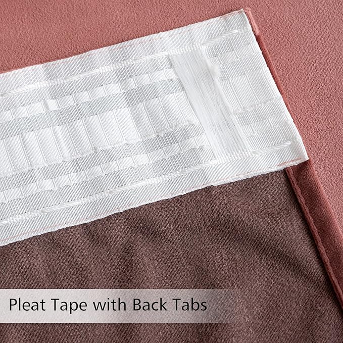 MIULEE Velvet Curtains 108 Inches Long 2 Panels - Pinch Pleated Luxury Room Darkening Curtains for Bedroom Living Room Thermal Insulated Super Soft Window Drapes Rod Pocket, Dusty Rose Pink