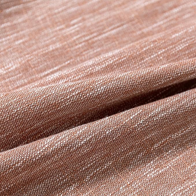 MYSKY HOME Cotton Curtains for Living Room Farmhouse Semi Sheer Light Filtering for Windows, Linen Look Texture Soft Modern Decor Country Style, 50" x 84", Brick Red