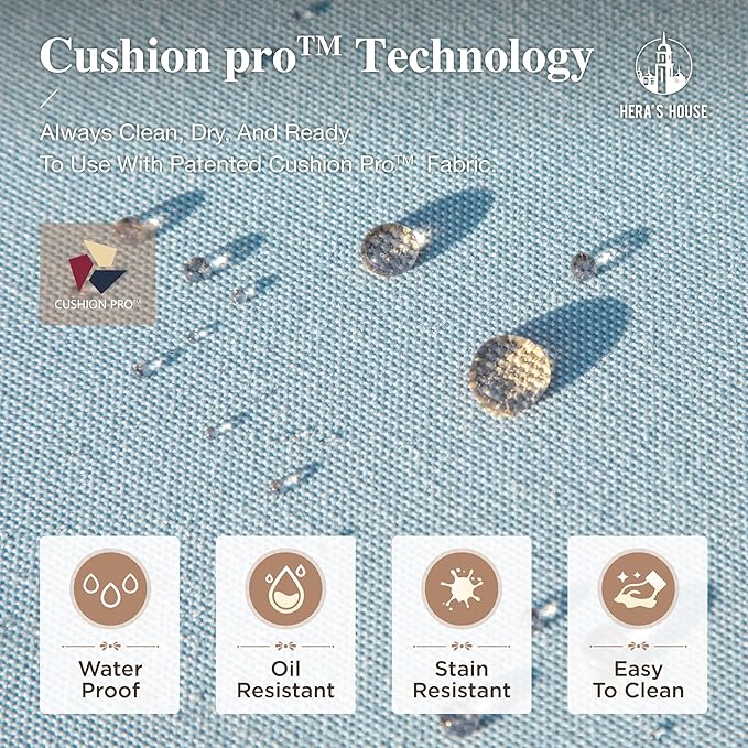 HERA'S HOUSE 4 Piece Patio Furniture Set with 56" Fire Pit Table, 2 x Swivel Cushioned Chair, 1 x 3-Seat Sofa, 5-Seats Outdoor Conversation Set for Lawn Garden Deck, Blue