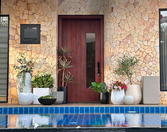 Welcome Fiberstone Planter, Fiberstone Large Indoor Plant Pots, Planter for Indoor/Outdoor