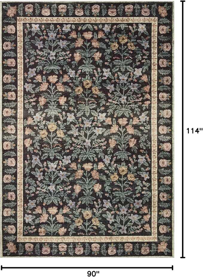 Loloi Rifle Paper Co. Eden Collection EDE-02 Mughal Garden Black 7'-6" x 9'-6" Area Rug