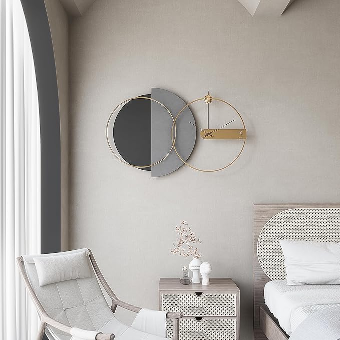 Wall Clock Large 28 Inch - Modern Nordic Style Black, Silent Non-Ticking Battery Operated Decorative Hanging Clock for Living Room Bedroom Office Entryway