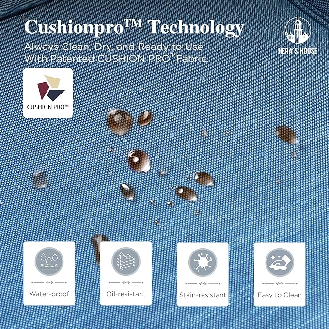 HERA'S HOUSE Outdoor Wicker Swivel Chairs with 5.5" Thick Cushions, 35" High Back Patio Chairs Set of 2, Deck Balcony Backyard Furniture, Navy Blue