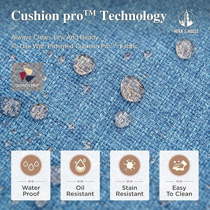 HERA'S HOUSE 4 Piece Patio Furniture Set with 56" Fire Pit Table, 2 x Swivel Cushioned Chair, 1 x 3-Seat Sofa, 5-Seats Outdoor Conversation Set for Lawn Garden Deck, Navy Blue