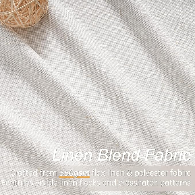 Topfinel Extra Long Total Blackout Linen Curtains 108 Inches Long for Living Room Large Window with Hooks Rings, Pinch Pleated Cold Blocking Acoustic Heavy Ivory Track Curtains 2 Panels 9 FT