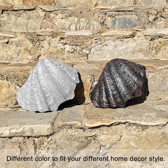 Medium Grey Scalloped Clam Shell Bowl Sea Shell Decor for Nautical Beach House,Coastal Decor Gift of Housewarming and Wedding Party