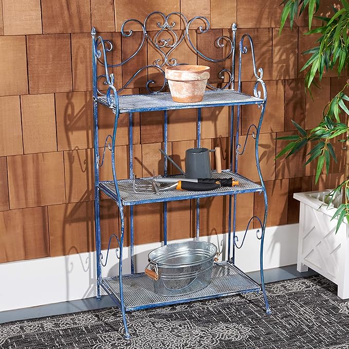 SAFAVIEH Outdoor Collection Torus Antique Blue 3-Tier Shelf (Fully Assembled)