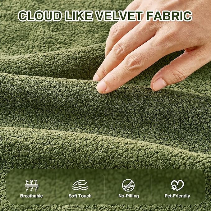 Chaise Lounge Chair Indoor, 67" Oversized Comfy Cloud Velvet Sleeper Sofa Bed with Cup Holders and Wide Armrests, Boneless Upholstered Recliner Bed, Modern Cloud Couch for Living Room, Green