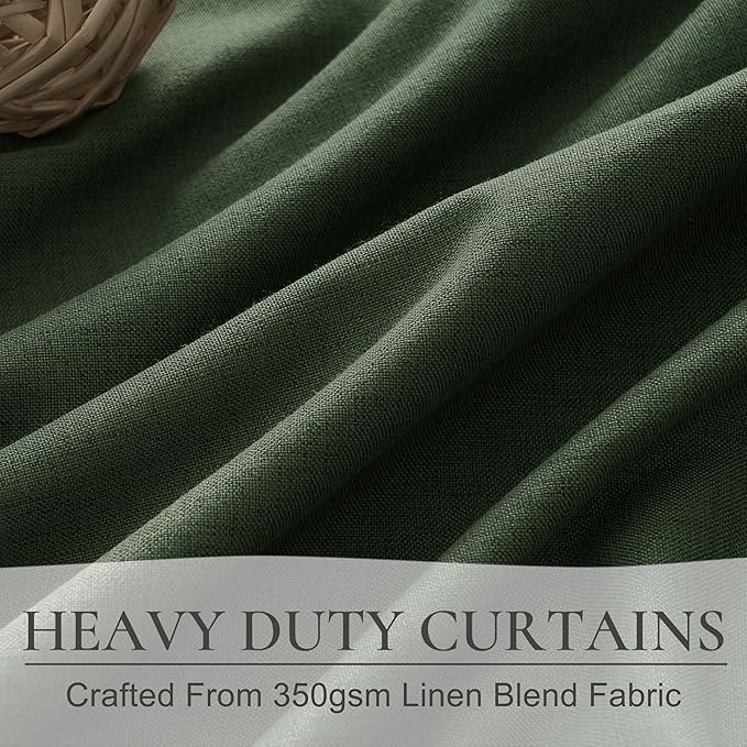 Curtains 70 Inch Length Extra Wide Pinch Pleated Blackout Curtain for Sliding Glass Door/Living Room, Farmhouse Olive Green Thick Heavy Duty Insulated Large Window Drapes (70"Wx90"Lx2Panels Loden)