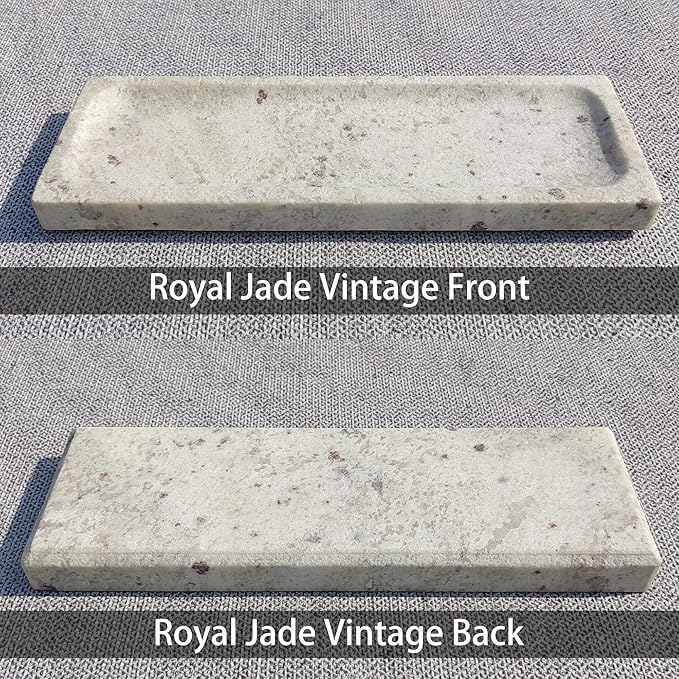 Vintage Marble Organizer Vanity Tray: 10.6” x 3.5” Decorative Tray for Bathroom Kitchen Coffee Table Entryway Storage, Royal Jade